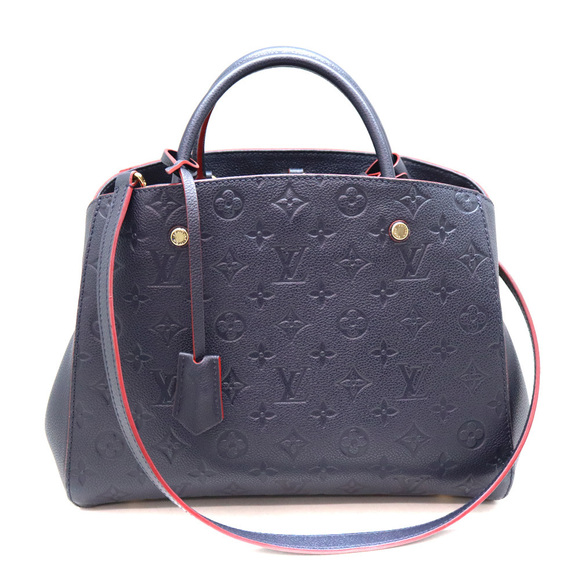 Louis Vuitton Montaigne MM Handbag Shoulder Bag Empreinte Leather Navy - Picture 1 of 6